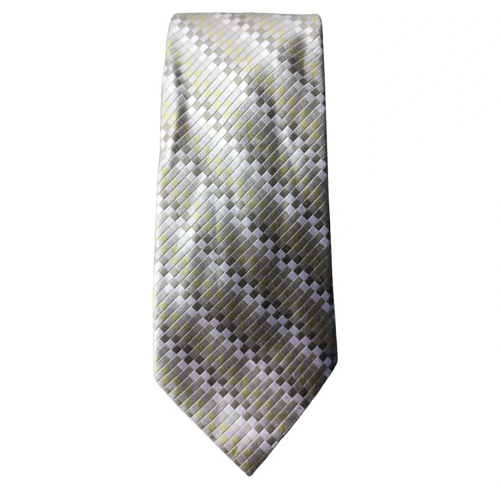 100%‎ Silk Tie Pronto Uomo Green Silver NWT Prom Wedding Homecoming Formal